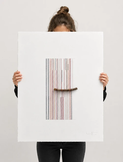 The Finnish Line — the artwork shown at its real physical size (56 × 76 cm)