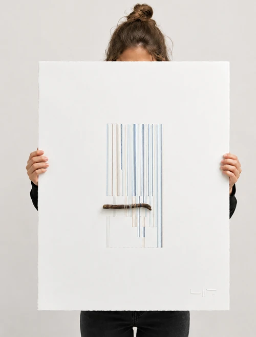 Mind Control — the artwork shown at its real physical size (56 × 76 cm)