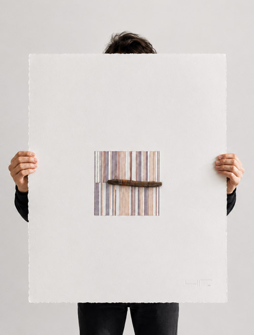 Rocklands Boulder — the artwork shown at its real physical size (56 × 76 cm)
