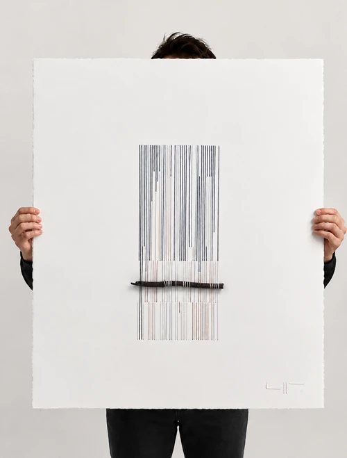 Sleeping Lion — the artwork shown at its real physical size (56 × 76 cm)