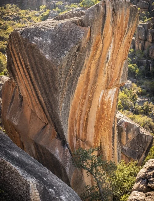 Rock face — the climbing route behind a Vertical Works artwork